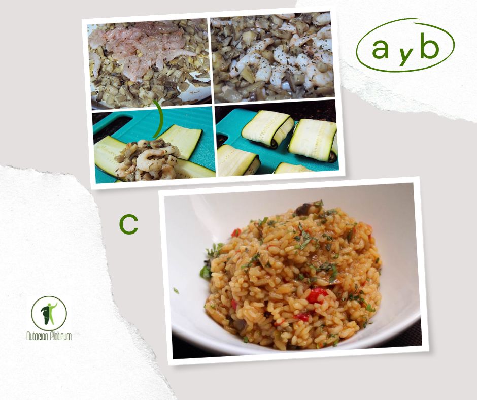 RAVIOLIS DE CALABACÍN RELLENOS DE SETAS Y GAMBAS CON RISOTTO DE CHAMPIÑONES